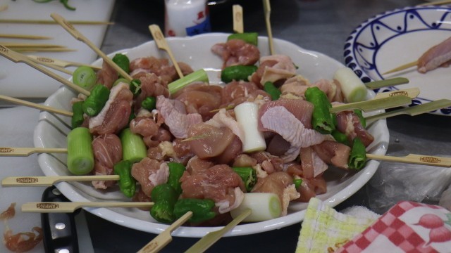 串に刺してフライパンで焼きました