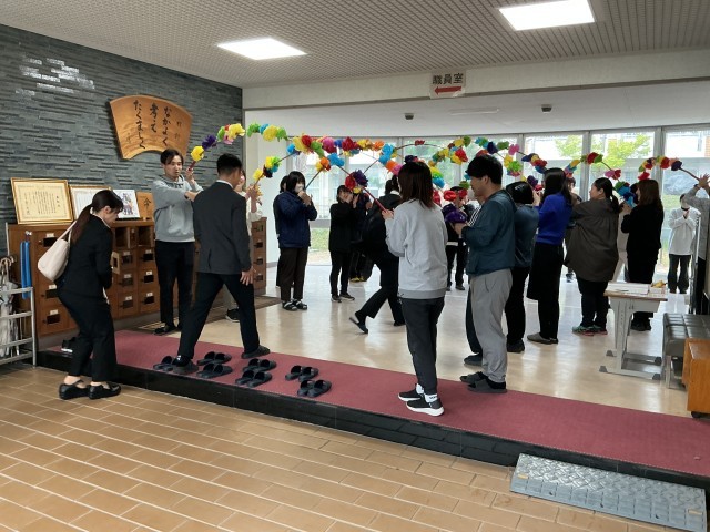 新転任の先生のお出迎え